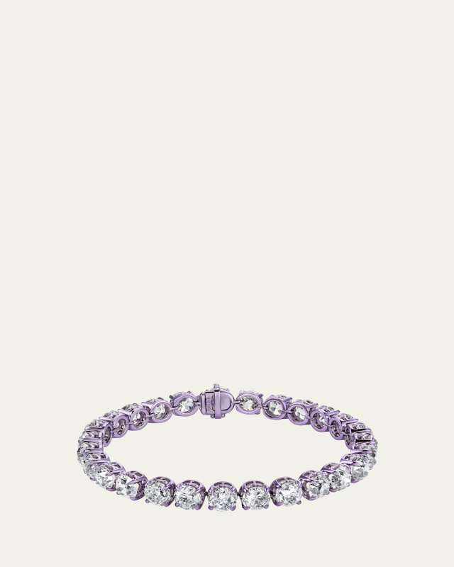 Reworked Vintage Platinum Diamond Tennis Bracelet, 27.22tcw